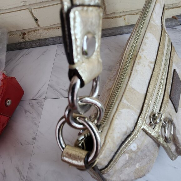 Coach Tan and Cream Satchel with Signature Style - Picture 11 of 14